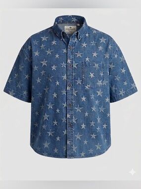 Mossimo Supply Co Short Sleeve Button Down with Stars Print. Men’s Large.